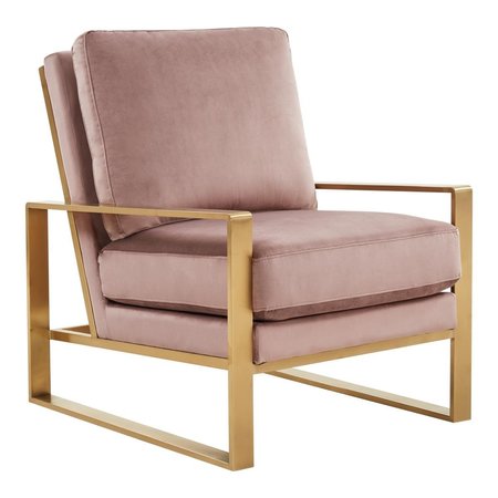 PATIO TRASERO 35 x 29 x 35 in. Jefferson Velvet Design Accent Armchair with Gold Frame, Pink PA2443660